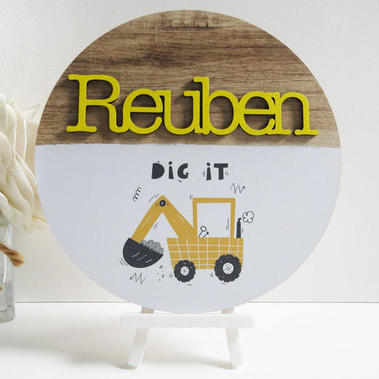 Digger Custom Name Printed Plaque Sign