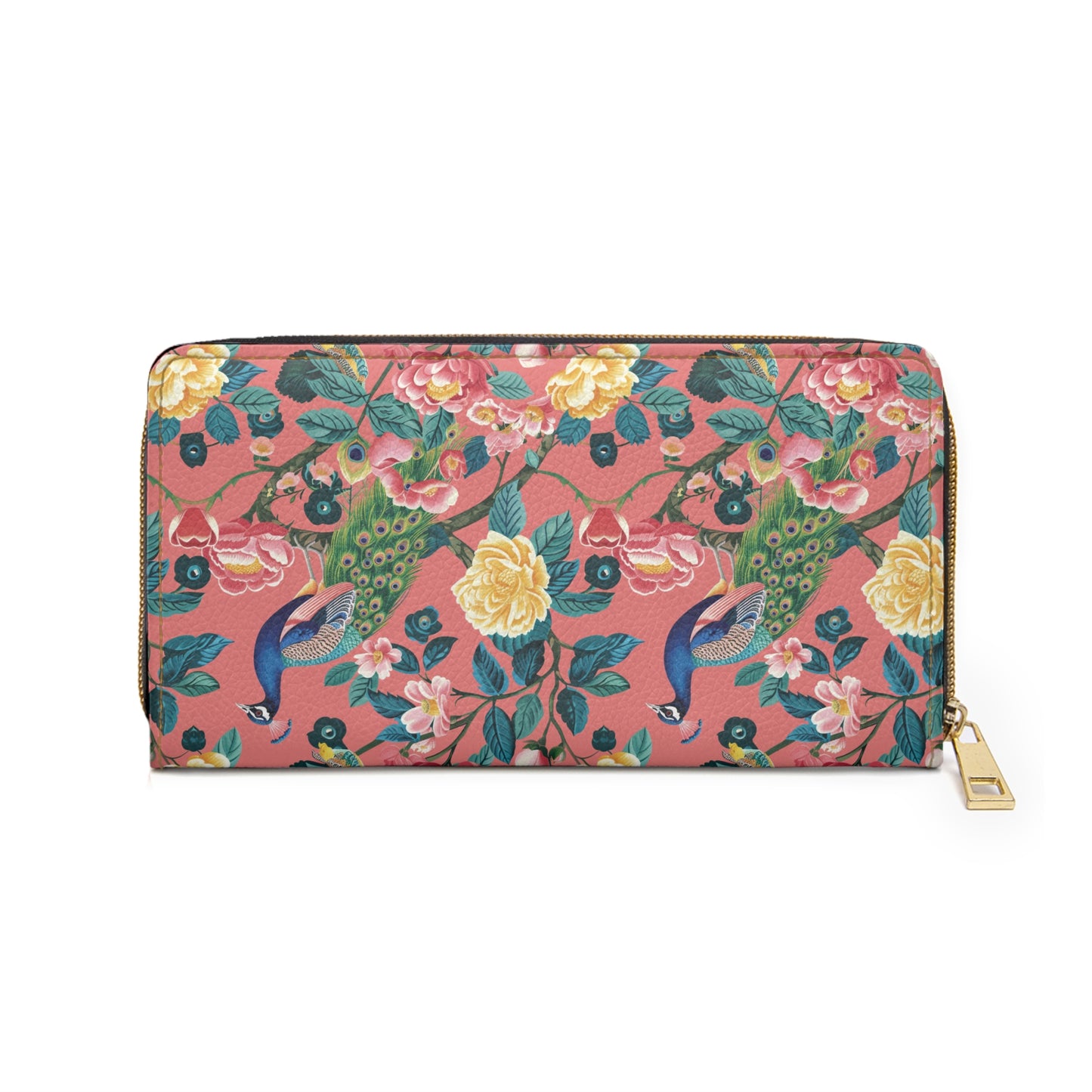 Florals and Peacocks Pink V1 Zipper Wallet