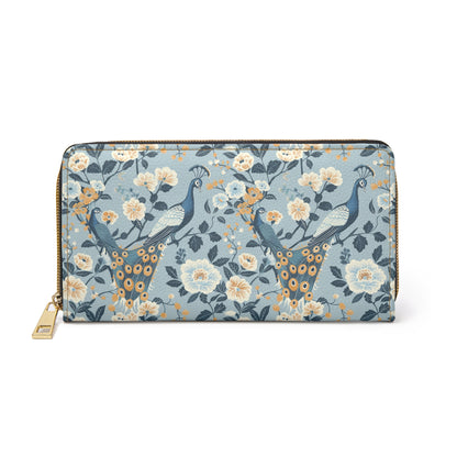 Florals and Peacocks Blue V1 Zipper Wallet