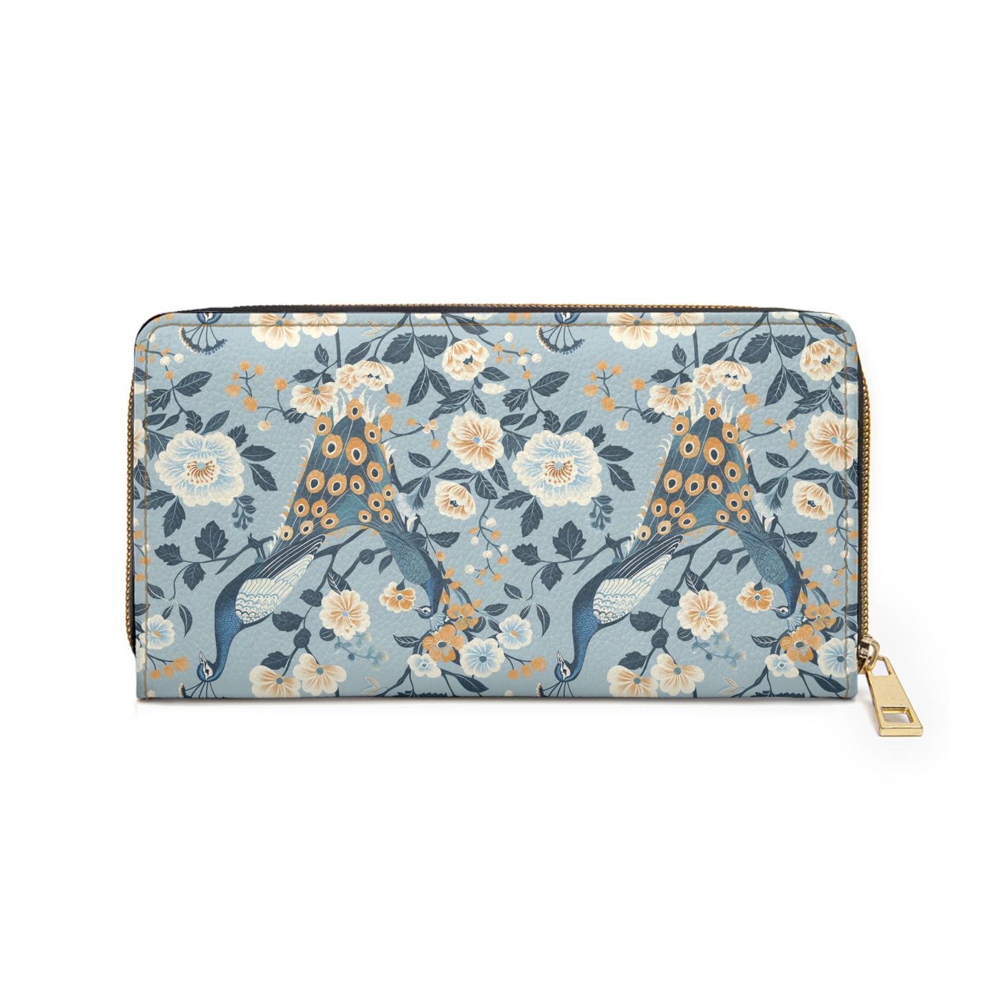Florals and Peacocks Blue V1 Zipper Wallet