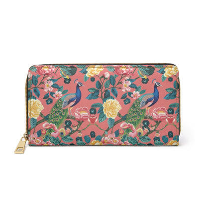 Florals and Peacocks Pink V1 Zipper Wallet