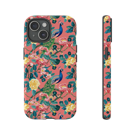 Floral & Peacocks Pink V1 Tough Phone Case