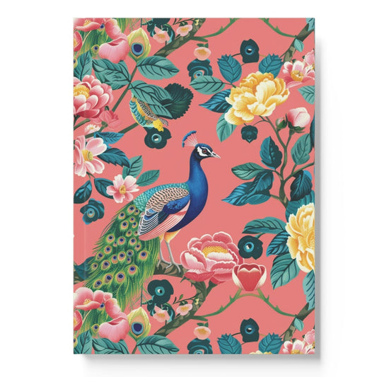 Florals and Peacocks Pink V1 Hard Backed Notebook