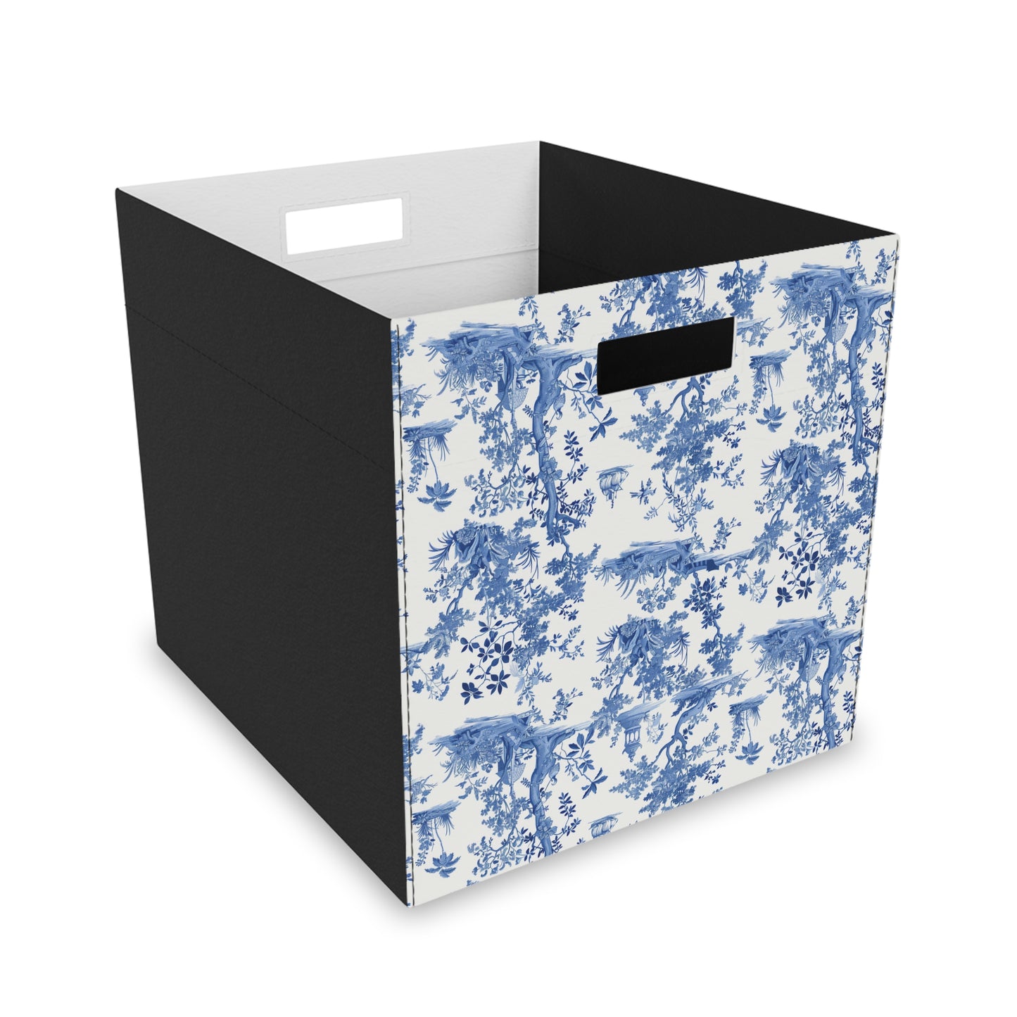 French Toile Blue & White V1 Felt Storage Box