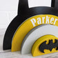 Batman rainbow shelfie stacker for a childrens nursery, bedroom or playroom.