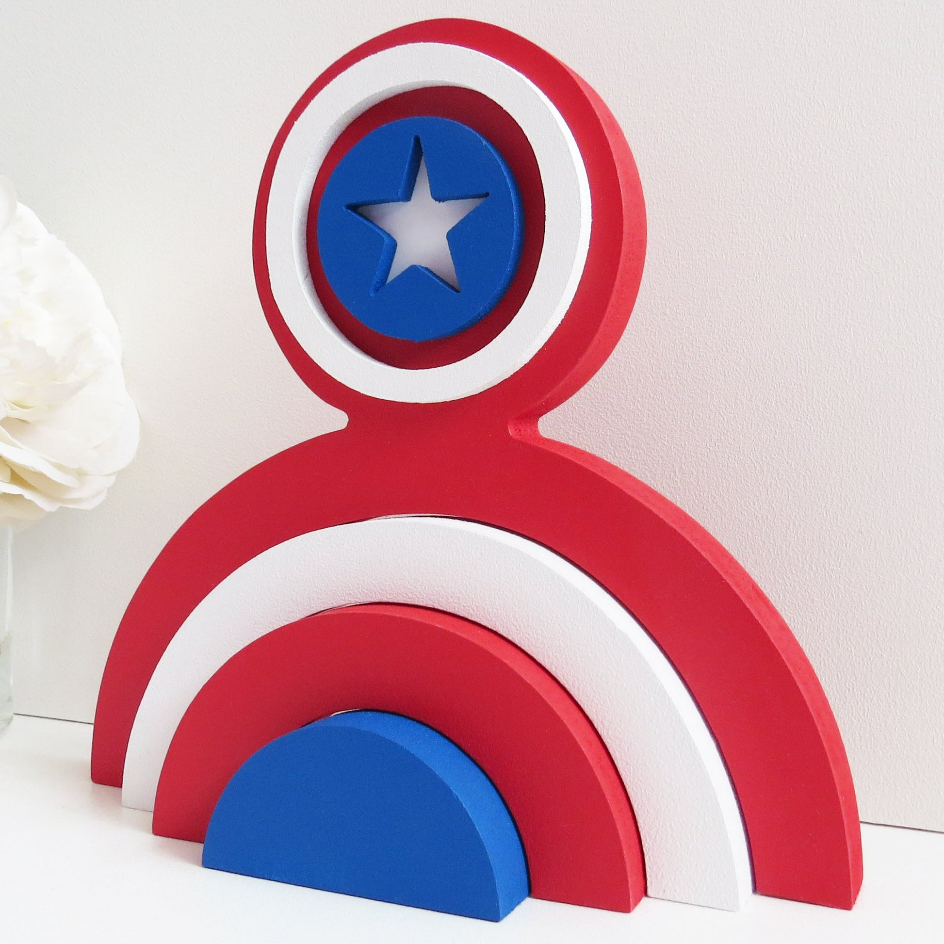 Captain America Rainbow Stacker for a childrens nursery or bedroom.