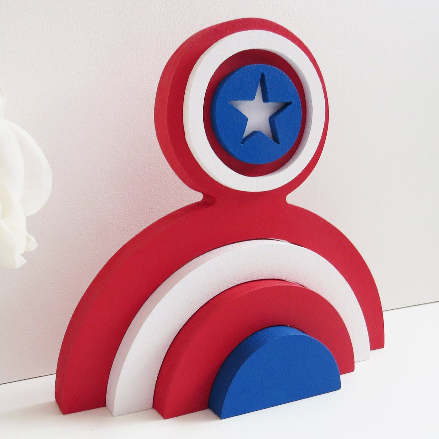 Captain America Rainbow Stacker for a childrens nursery or bedroom.