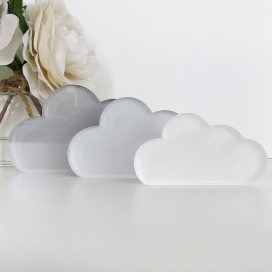 Acrylic Cloud Freestanding Ornaments - Set of Three (Grey Mix)