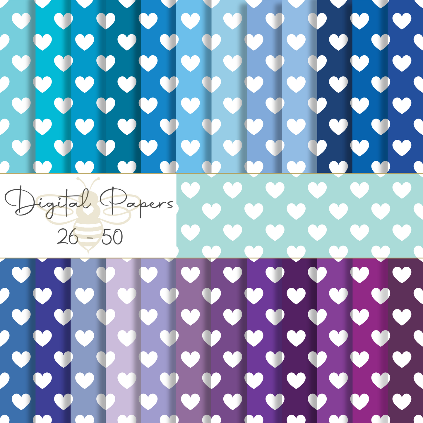 101 Hearts Digital Paper Pack, Instant Downloads, Seamless Scrapbooking Paper, Digital Wallpaper, Journal Paper, Fabric Design