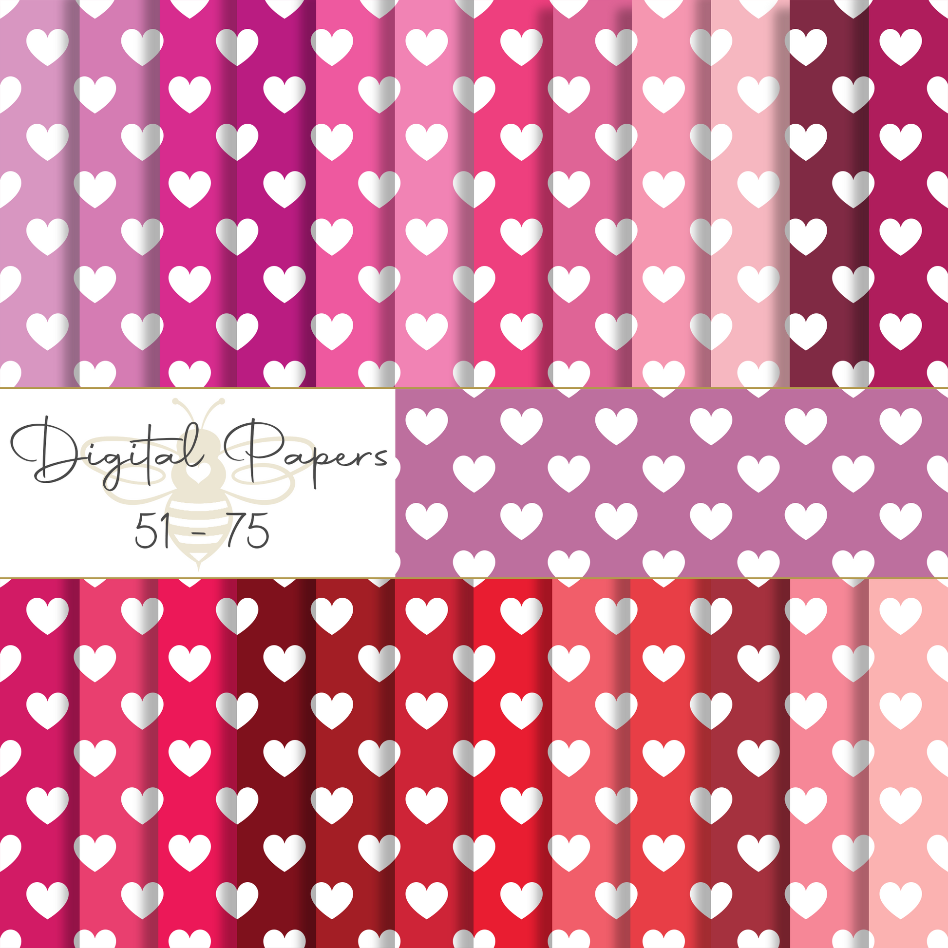 101 Hearts Digital Paper Pack, Instant Downloads, Seamless Scrapbooking Paper, Digital Wallpaper, Journal Paper, Fabric Design