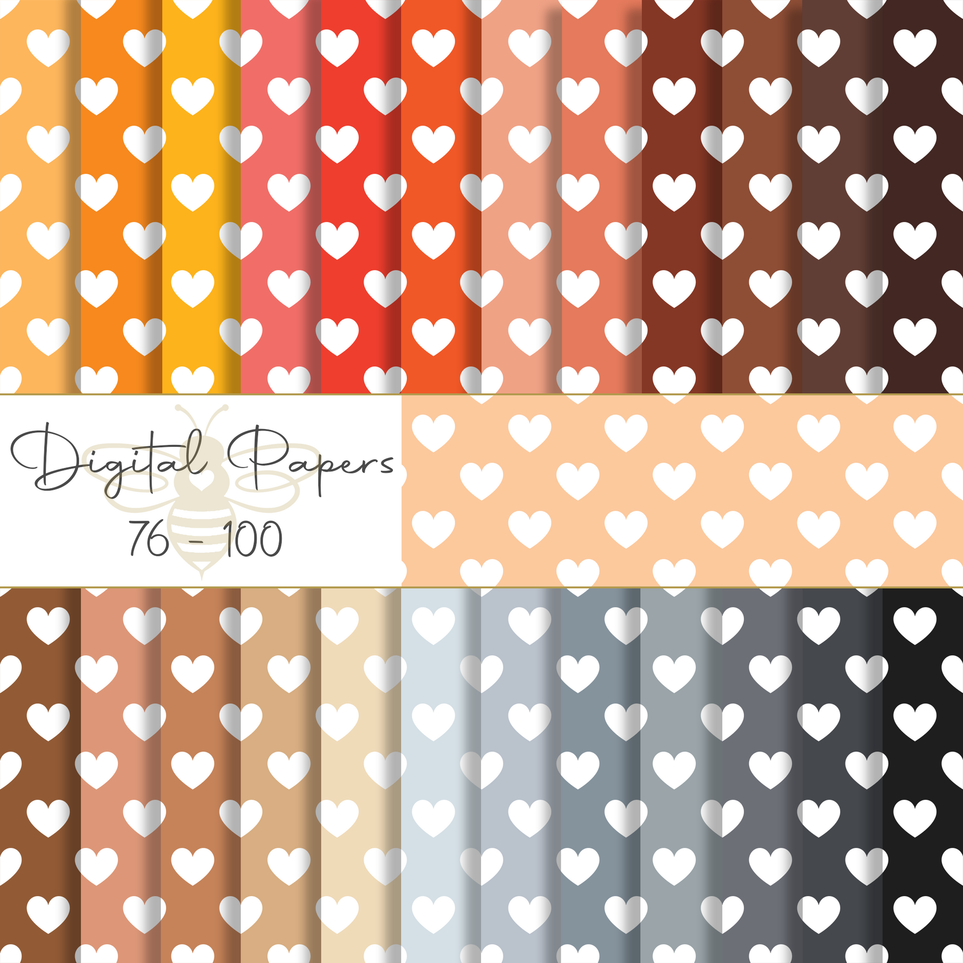 101 Hearts Digital Paper Pack, Instant Downloads, Seamless Scrapbooking Paper, Digital Wallpaper, Journal Paper, Fabric Design