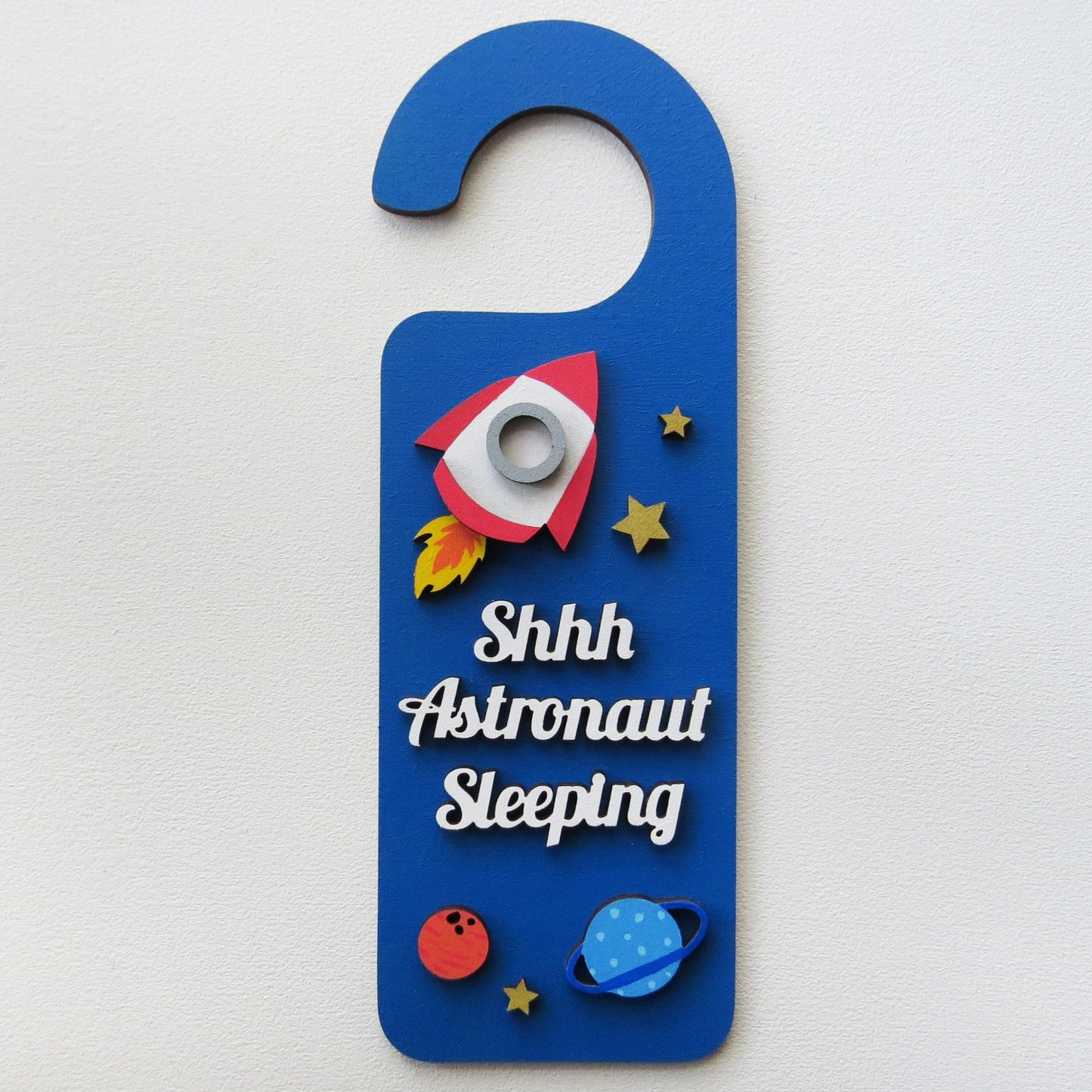 Astronaut Sleeping Bedroom Door Hanger Sign