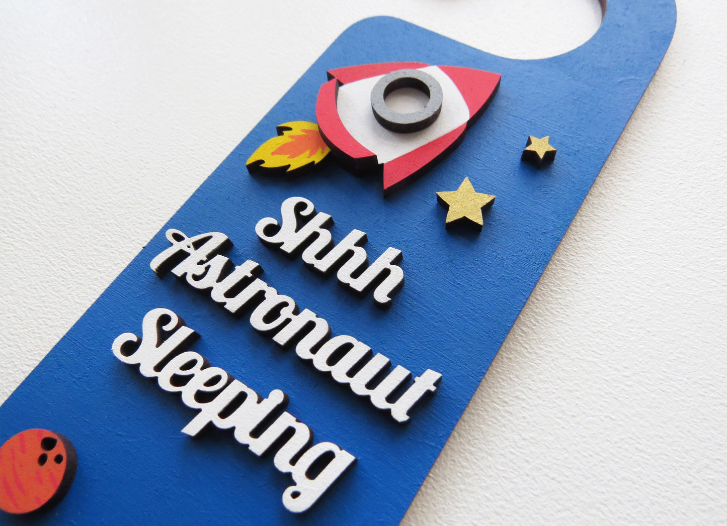 Astronaut Sleeping Bedroom Door Hanger Sign