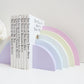Pastel Rainbow Wooden BookendsPastel Rainbow Wooden Bookends for a childrens nursery bedroom 