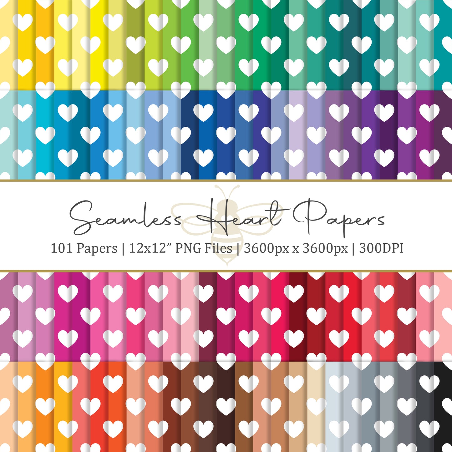 101 Hearts Digital Paper Pack, Instant Downloads, Seamless Scrapbooking Paper, Digital Wallpaper, Journal Paper, Fabric Design