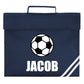 A personalised custom name football childrens school book bag.