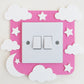 Craft foam light switch surround designed with clouds, stars and a moon.