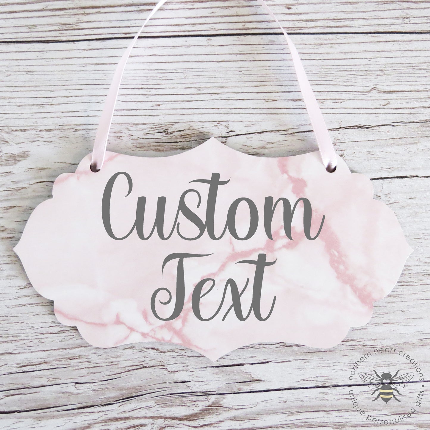 Pink Marble Effect Hanging Sign