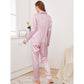 Pink and white stripe personalised embroidered satin pyjama pant set