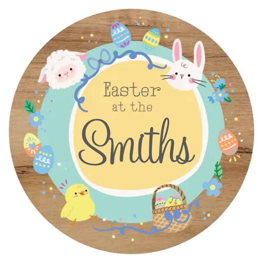 Easter Chick and Bunny Custom Name Printed Plaque