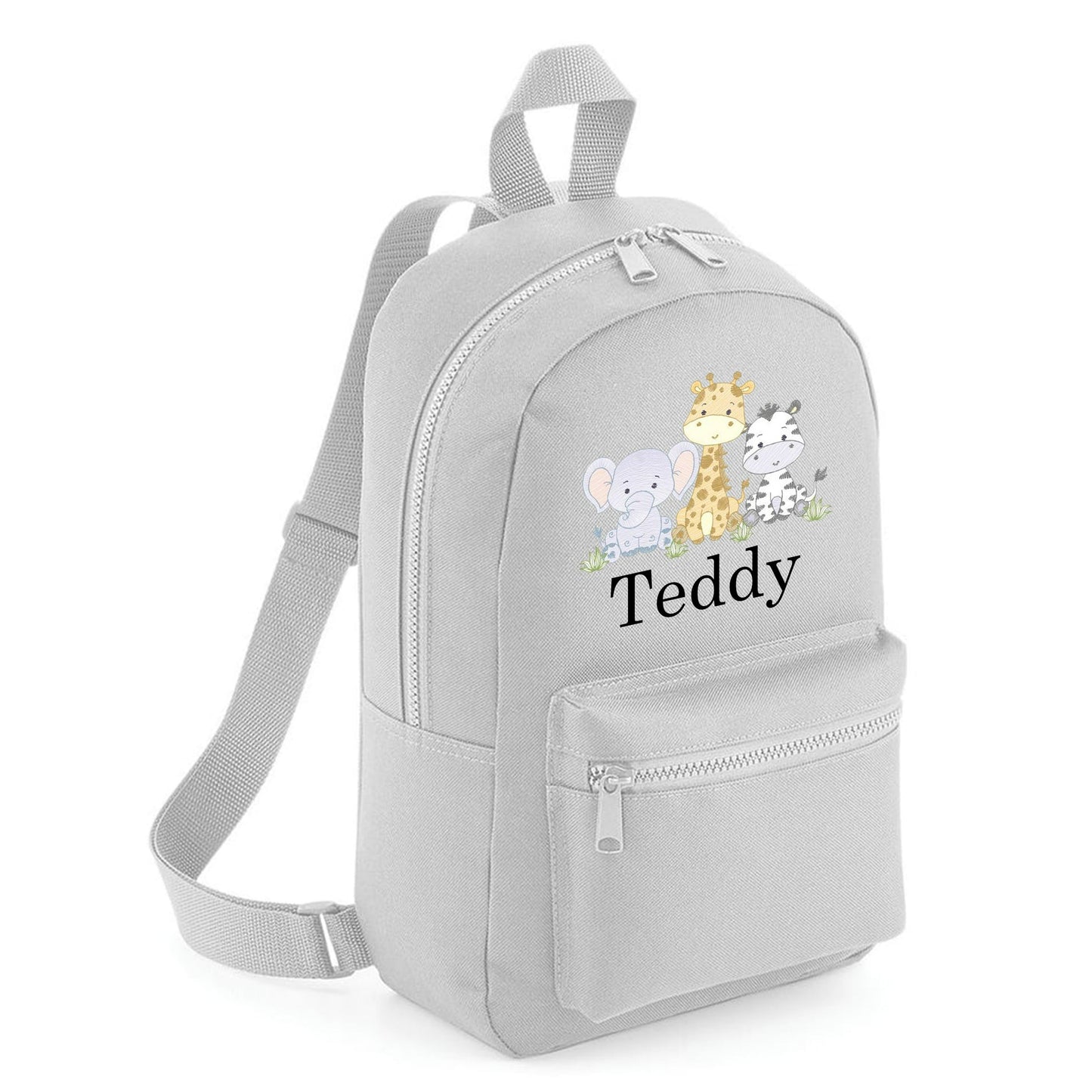 A safari animals embroidered personalsied custom name childrens backpack school bag