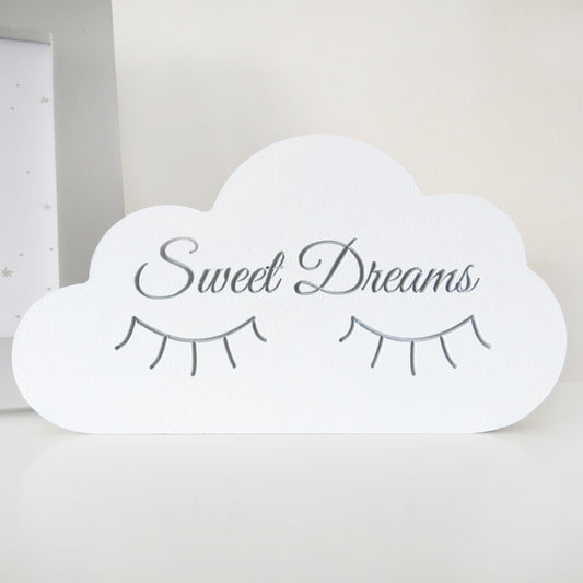 Sweet Dreams Engraved Cloud Freestanding Ornament