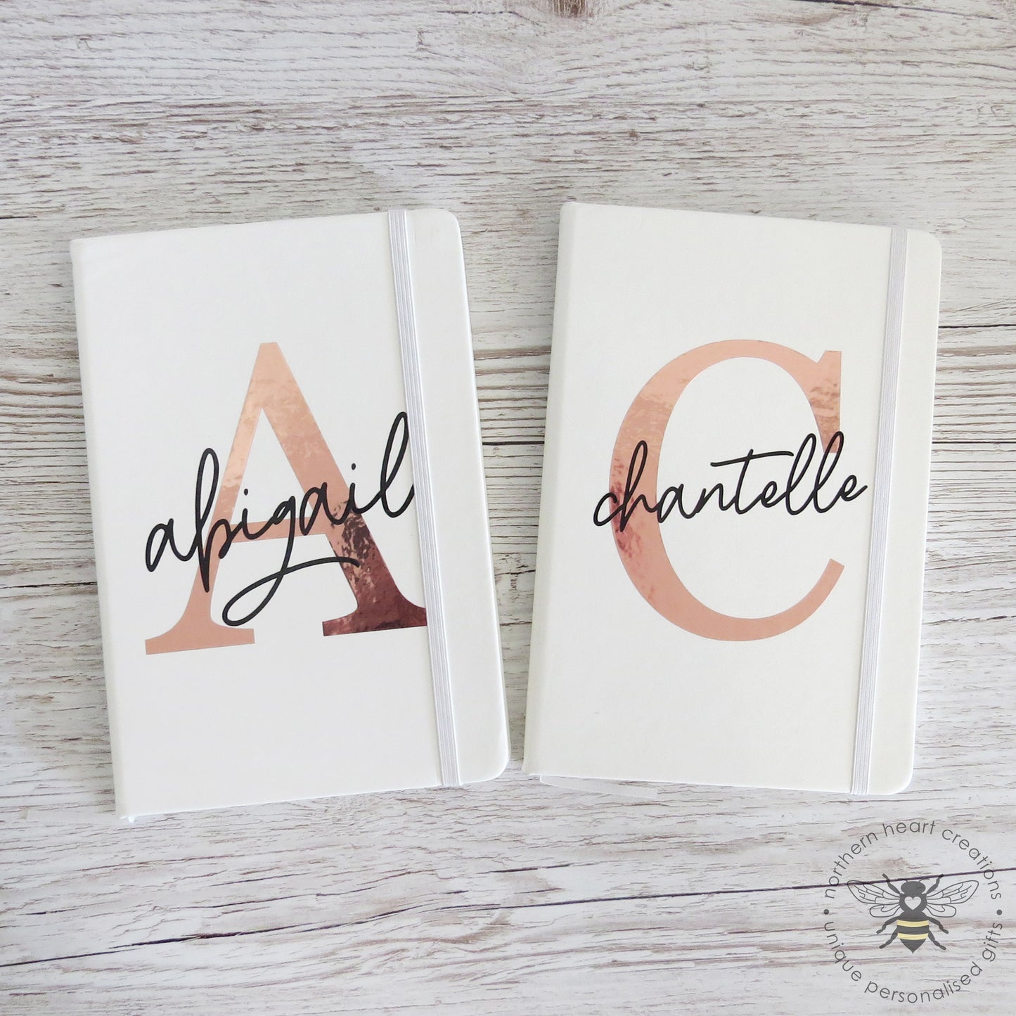 Name & Initial White A5 Notebook